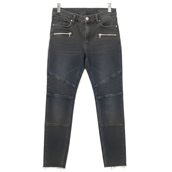 AllSaints Denim - AllSaints Grace Biker Skinny Jeans Washed Black Moto Ribbed Knee W30